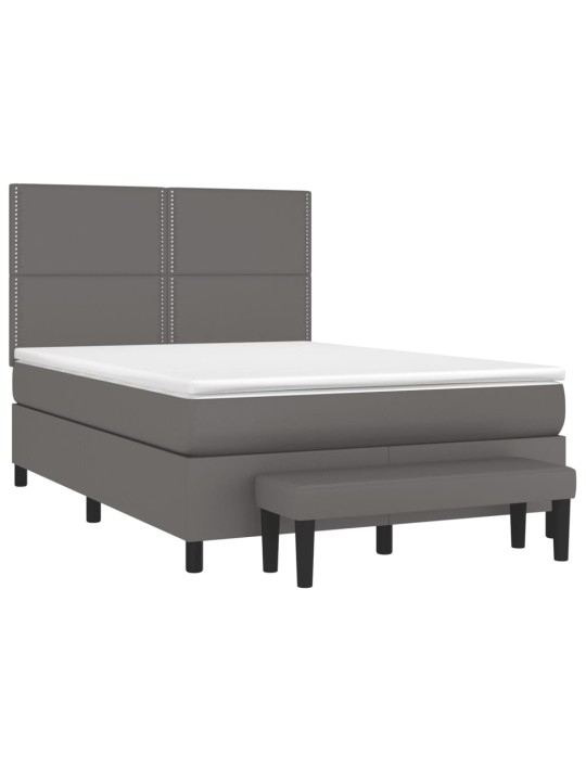 Box spring postel s matrací šedá 140 x 190 cm umělá kůže