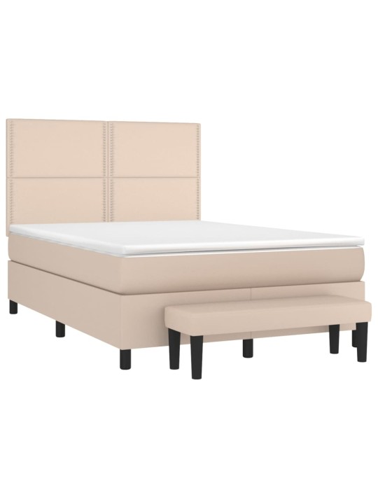 Box spring postel s matrací cappuccino 140x190 cm umělá kůže