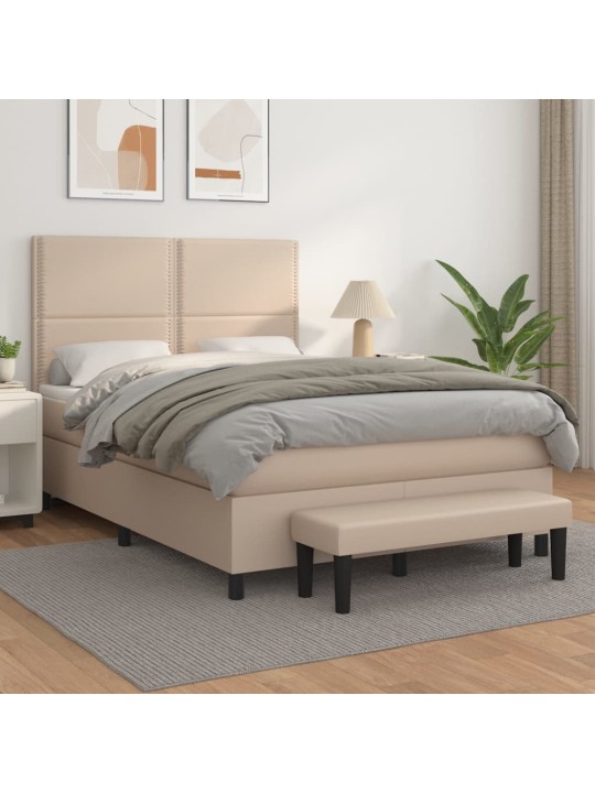Box spring postel s matrací cappuccino 140x190 cm umělá kůže