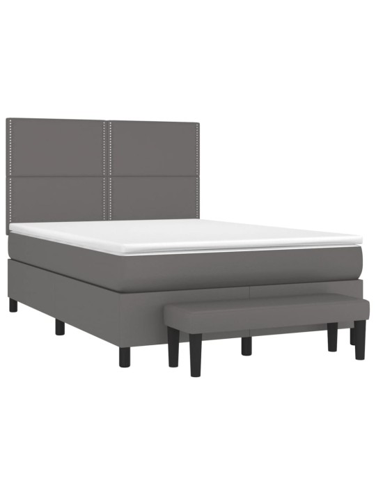 Box spring postel s matrací šedá 140x200 cm umělá kůže
