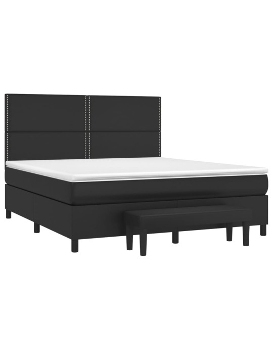 Box spring postel s matrací černá 160x200 cm umělá kůže