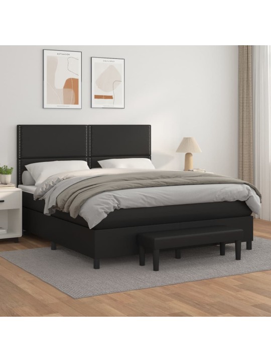 Box spring postel s matrací černá 160x200 cm umělá kůže