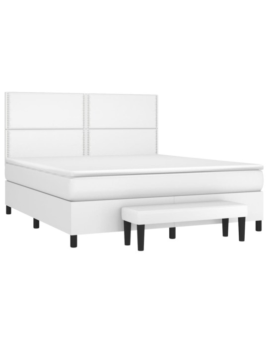 Box spring postel s matrací bílá 160x200 cm umělá kůže