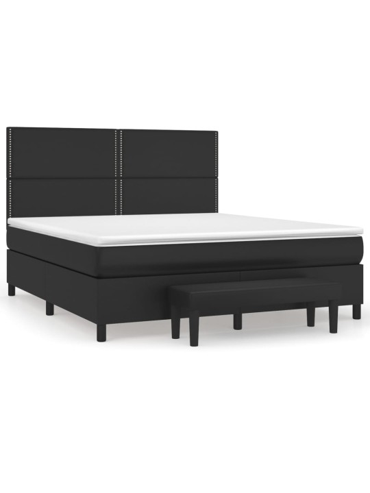 Box spring postel s matrací černá 180x200 cm umělá kůže
