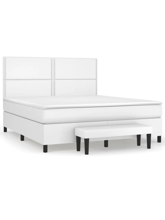 Box spring postel s matrací bílá 180x200 cm umělá kůže