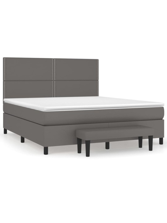 Box spring postel s matrací šedá 180x200 cm umělá kůže
