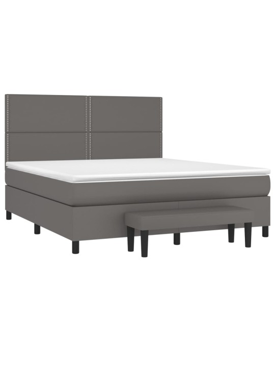 Box spring postel s matrací šedá 180x200 cm umělá kůže