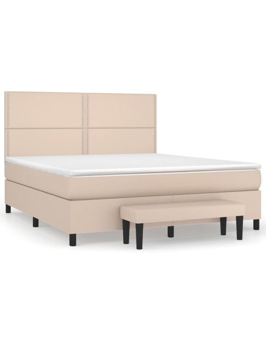 Box spring postel s matrací cappuccino 180 x 200 cm umělá kůže
