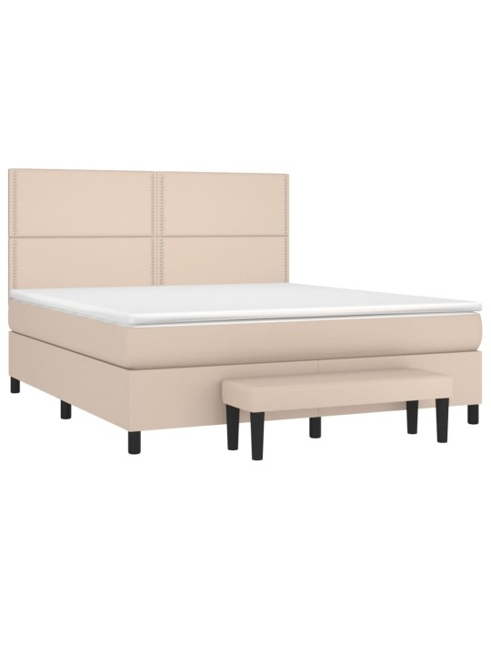 Box spring postel s matrací cappuccino 180 x 200 cm umělá kůže