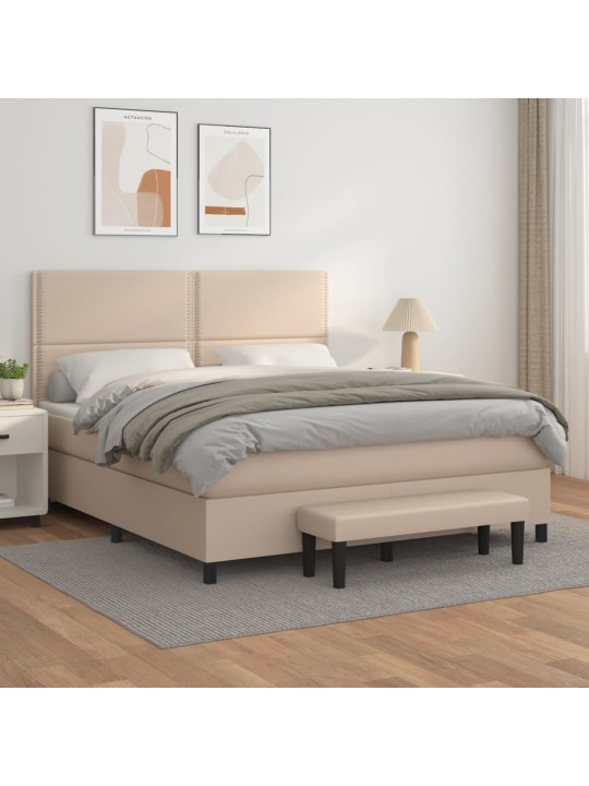 Box spring postel s matrací cappuccino 180 x 200 cm umělá kůže