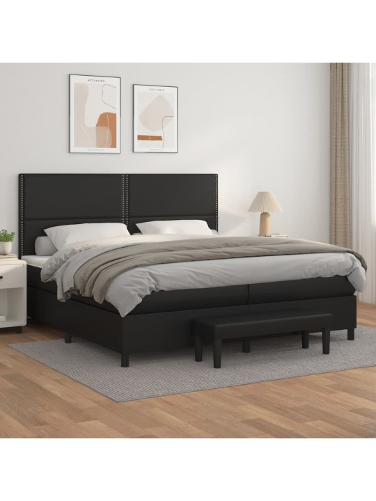 Box spring postel s matrací černá 200x200 cm umělá kůže