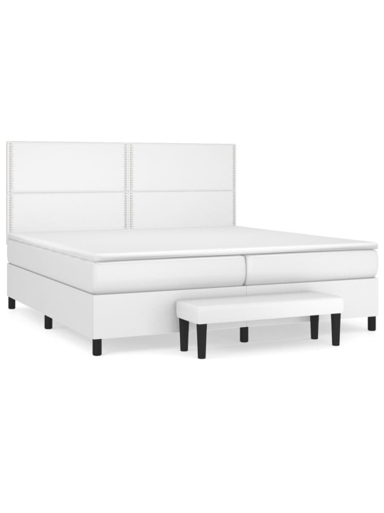 Box spring postel s matrací bílá 200x200 cm umělá kůže