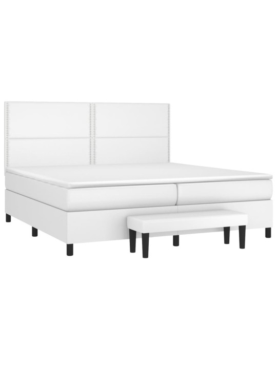 Box spring postel s matrací bílá 200x200 cm umělá kůže