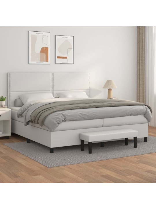 Box spring postel s matrací bílá 200x200 cm umělá kůže