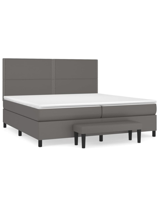 Box spring postel s matrací šedá 200x200 cm umělá kůže