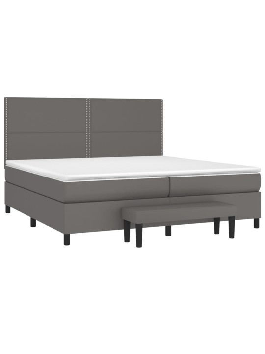 Box spring postel s matrací šedá 200x200 cm umělá kůže