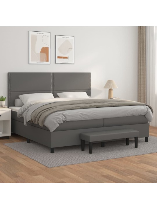 Box spring postel s matrací šedá 200x200 cm umělá kůže