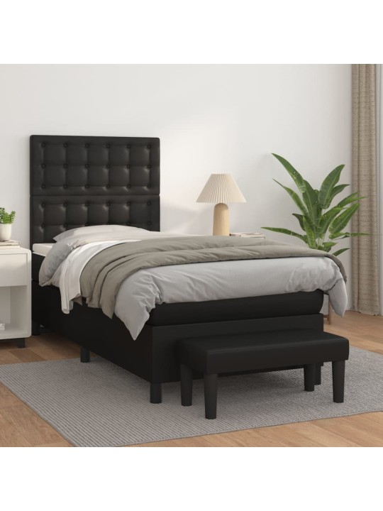 Box spring postel s matrací černá 80 x 200 cm umělá kůže