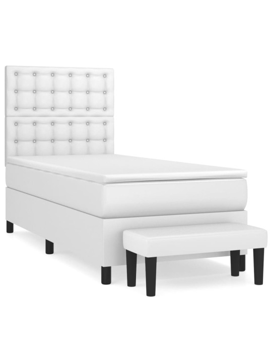 Box spring postel s matrací bílá 90x190 cm umělá kůže