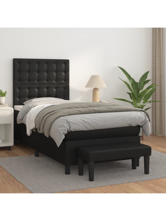 Box spring postel s matrací černá 100x200 cm umělá kůže