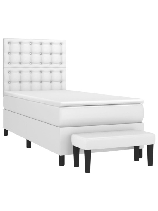 Box spring postel s matrací bílá 100x200 cm umělá kůže