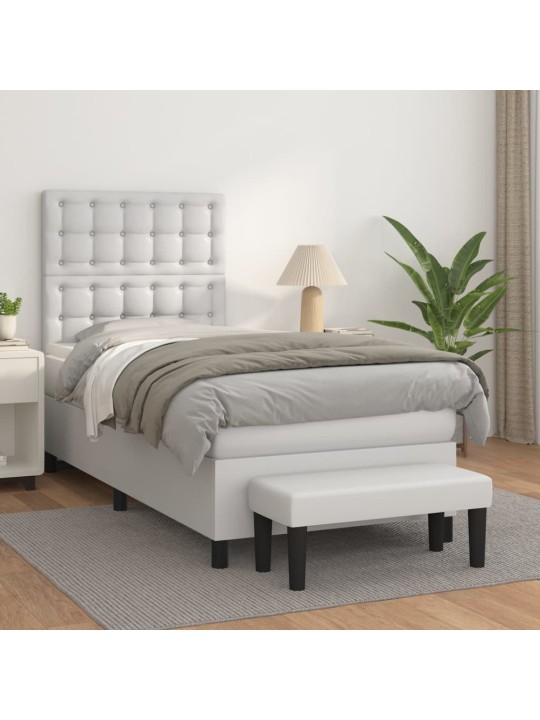 Box spring postel s matrací bílá 100x200 cm umělá kůže