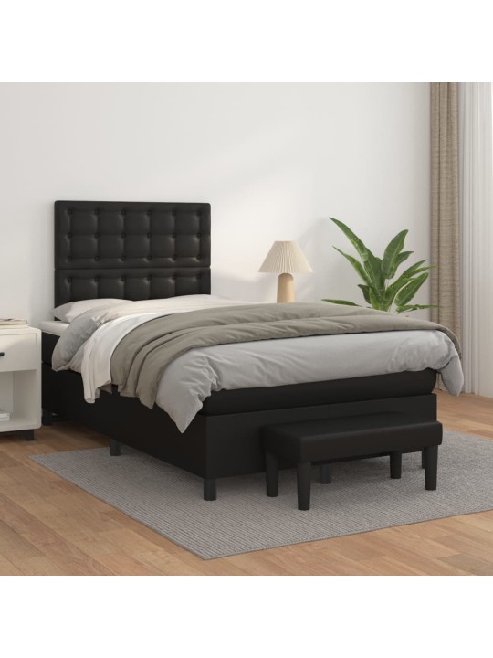 Box spring postel s matrací černá 120 x 200 cm umělá kůže