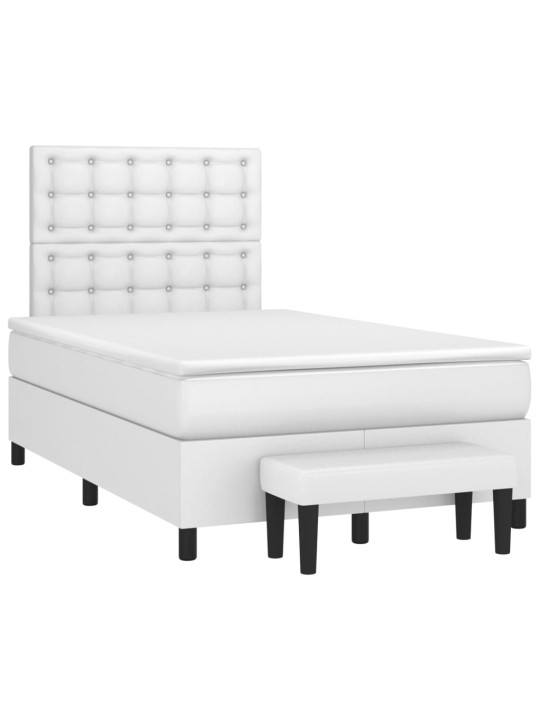 Box spring postel s matrací bílá 120x200 cm umělá kůže