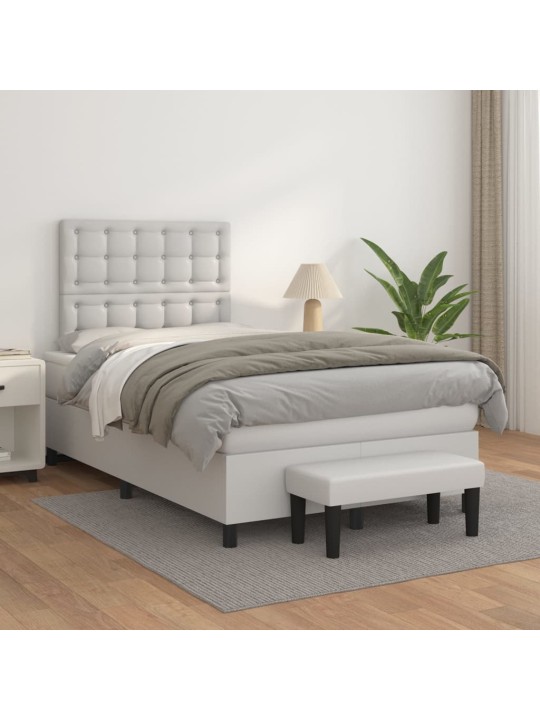 Box spring postel s matrací bílá 120x200 cm umělá kůže