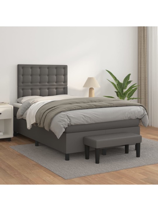Box spring postel s matrací šedá 120x200 cm umělá kůže