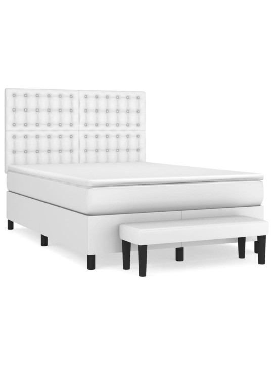 Box spring postel s matrací bílá 140 x 190 cm umělá kůže
