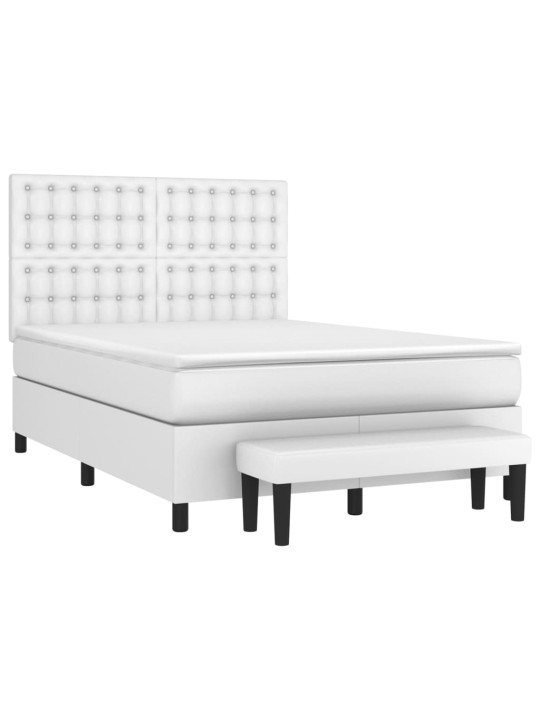 Box spring postel s matrací bílá 140 x 190 cm umělá kůže
