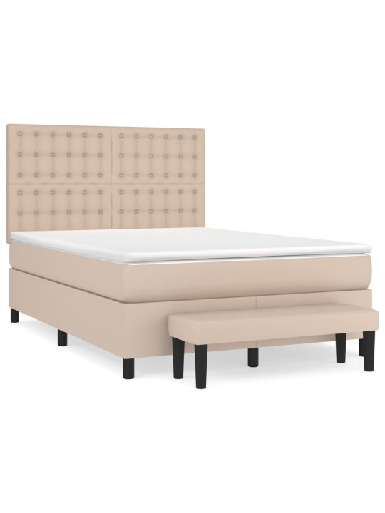 Box spring postel s matrací cappuccino 140x190 cm umělá kůže