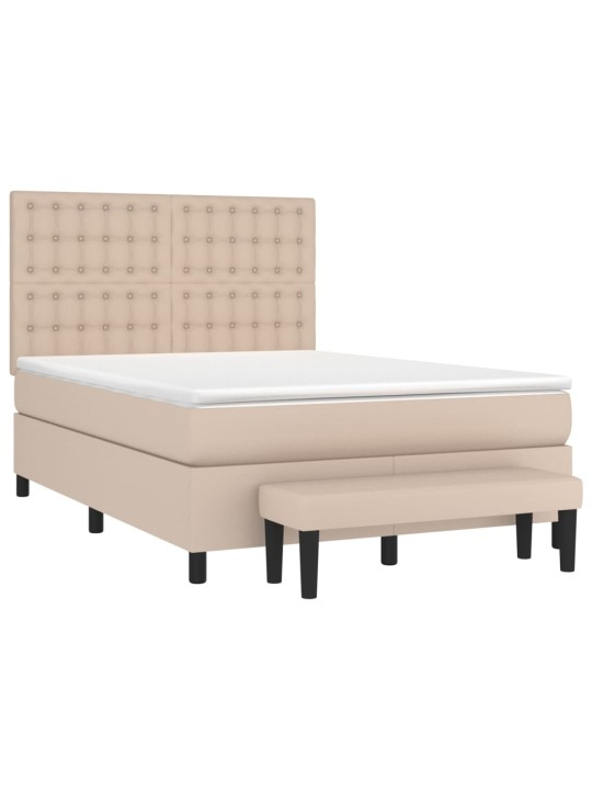 Box spring postel s matrací cappuccino 140x190 cm umělá kůže