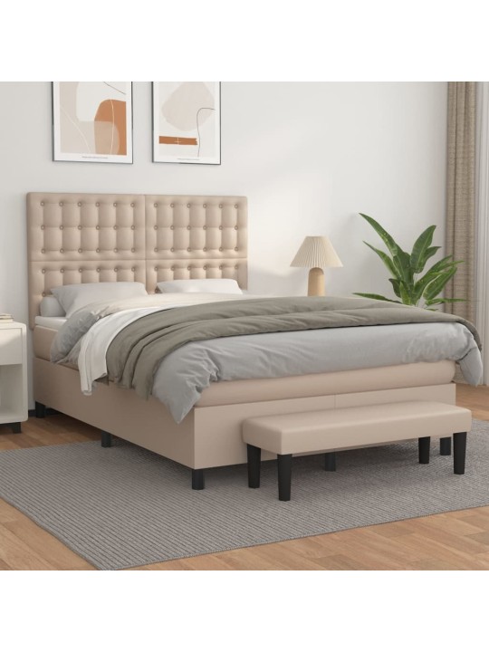 Box spring postel s matrací cappuccino 140x190 cm umělá kůže