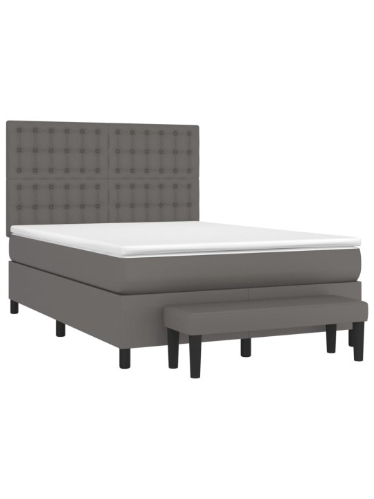 Box spring postel s matrací šedá 140x200 cm umělá kůže