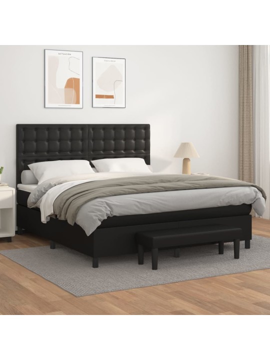 Box spring postel s matrací černá 160x200 cm umělá kůže