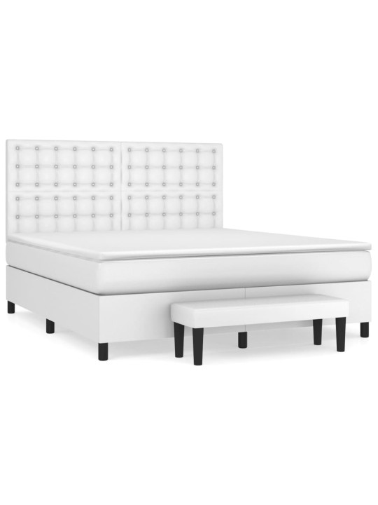Box spring postel s matrací bílá 160x200 cm umělá kůže