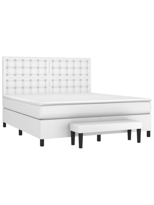 Box spring postel s matrací bílá 160x200 cm umělá kůže