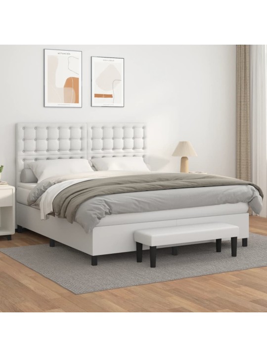 Box spring postel s matrací bílá 160x200 cm umělá kůže