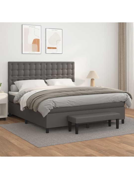Box spring postel s matrací šedá 180x200 cm umělá kůže