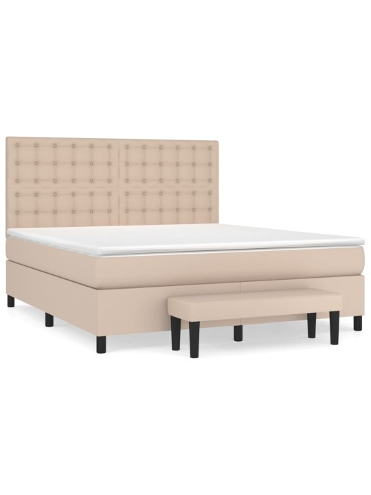 Box spring postel s matrací cappuccino 180 x 200 cm umělá kůže