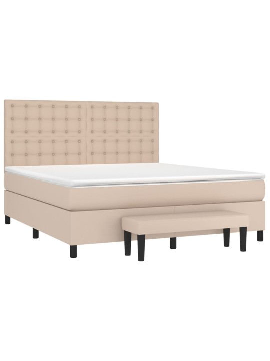 Box spring postel s matrací cappuccino 180 x 200 cm umělá kůže