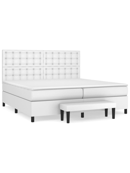 Box spring postel s matrací bílá 200x200 cm umělá kůže