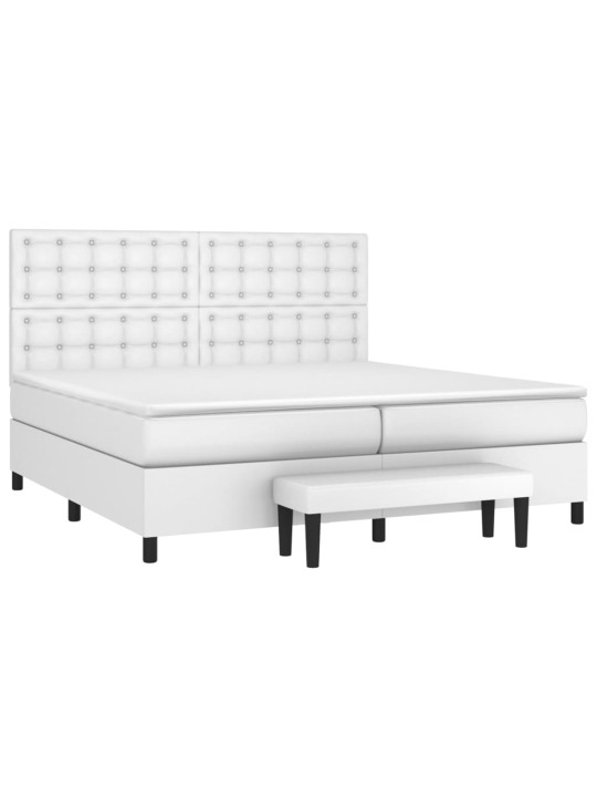 Box spring postel s matrací bílá 200x200 cm umělá kůže
