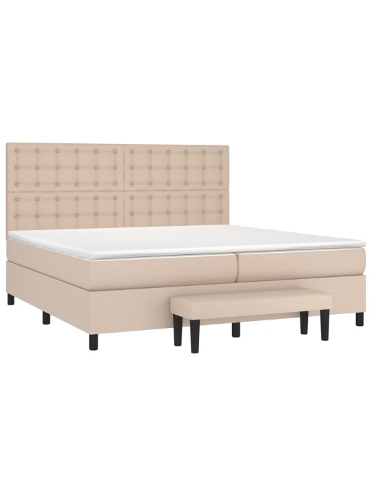 Box spring postel s matrací cappuccino 200 x 200 cm umělá kůže