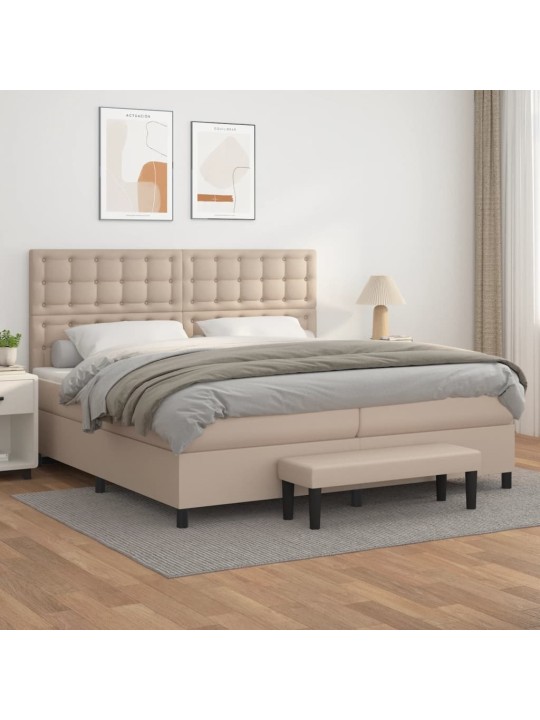 Box spring postel s matrací cappuccino 200 x 200 cm umělá kůže