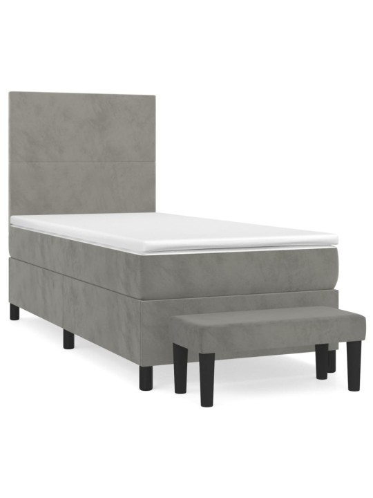 Box spring postel s matrací světle šedá 90x200 cm samet
