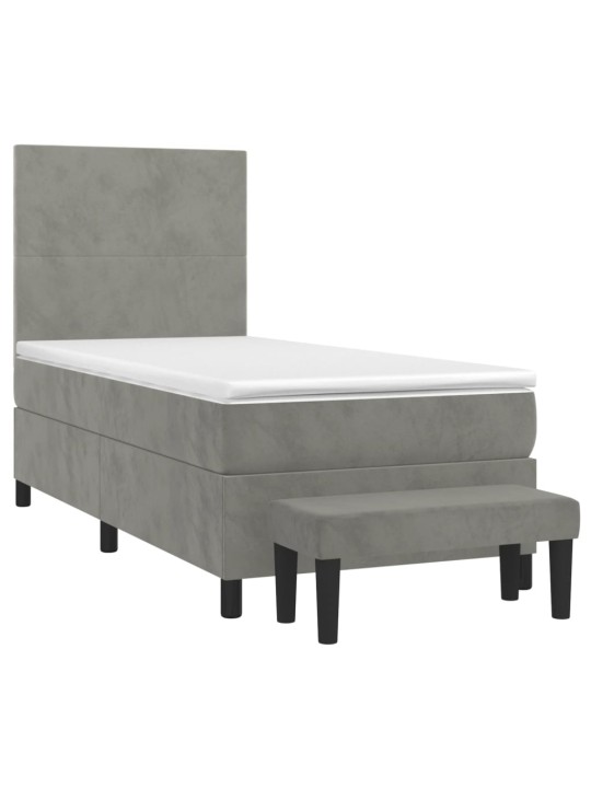 Box spring postel s matrací světle šedá 90x200 cm samet