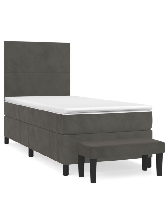 Box spring postel s matrací tmavě šedá 90x200 cm samet